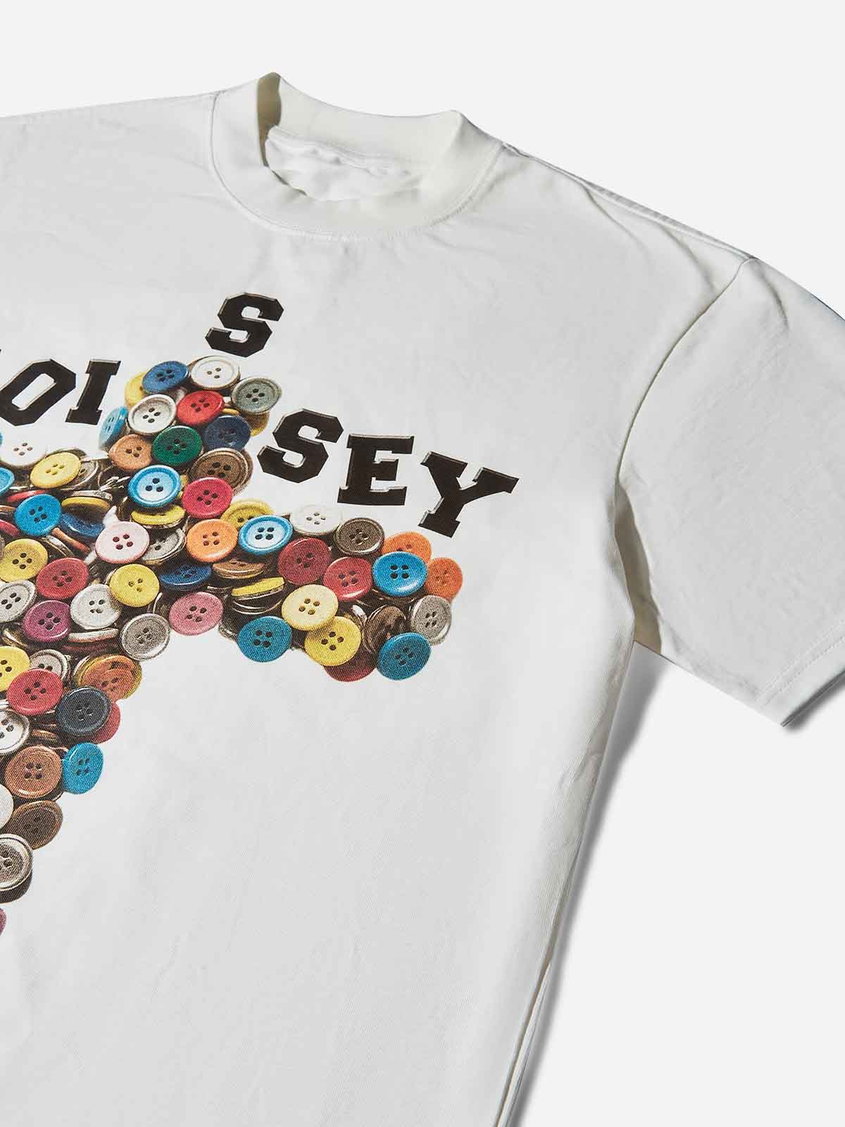 Button Cross Print T-shirt