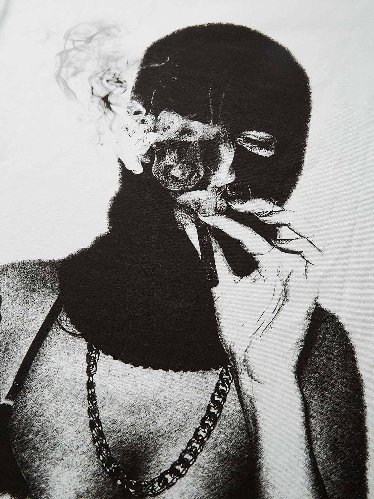 Sports T-shirt for Women with Black and White Balaclava Front & Back Print