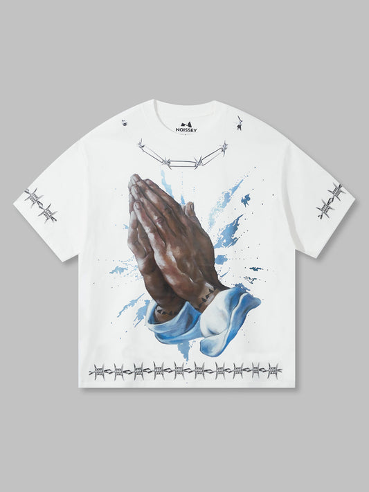 OBSTACLES & DANGERS© Praying Hands Thorn Print T-shirt