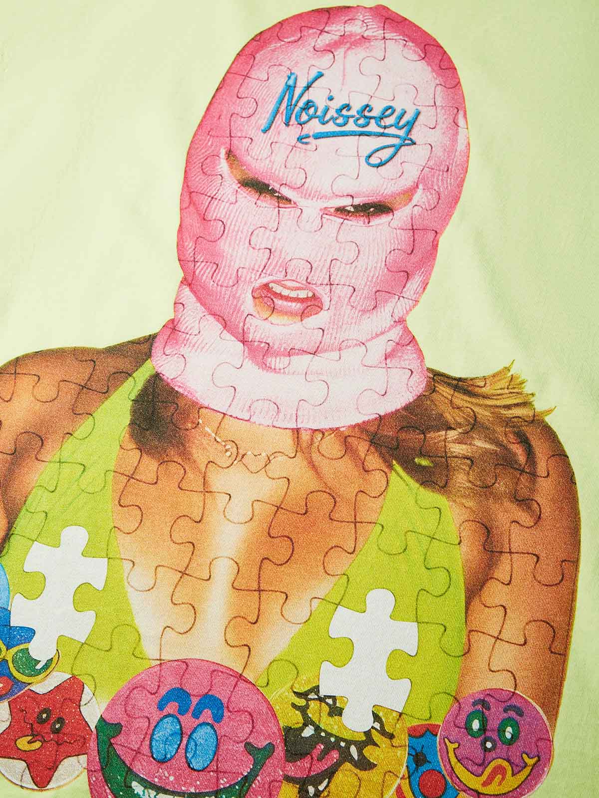 Puzzle-style balaclava printed washed T-shirt