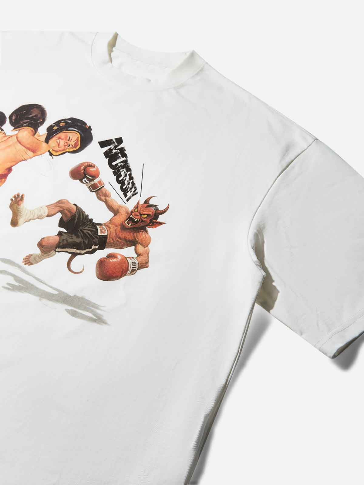 Boxy Oversized T-Shirt "One Punch!" Retro Illustration Print