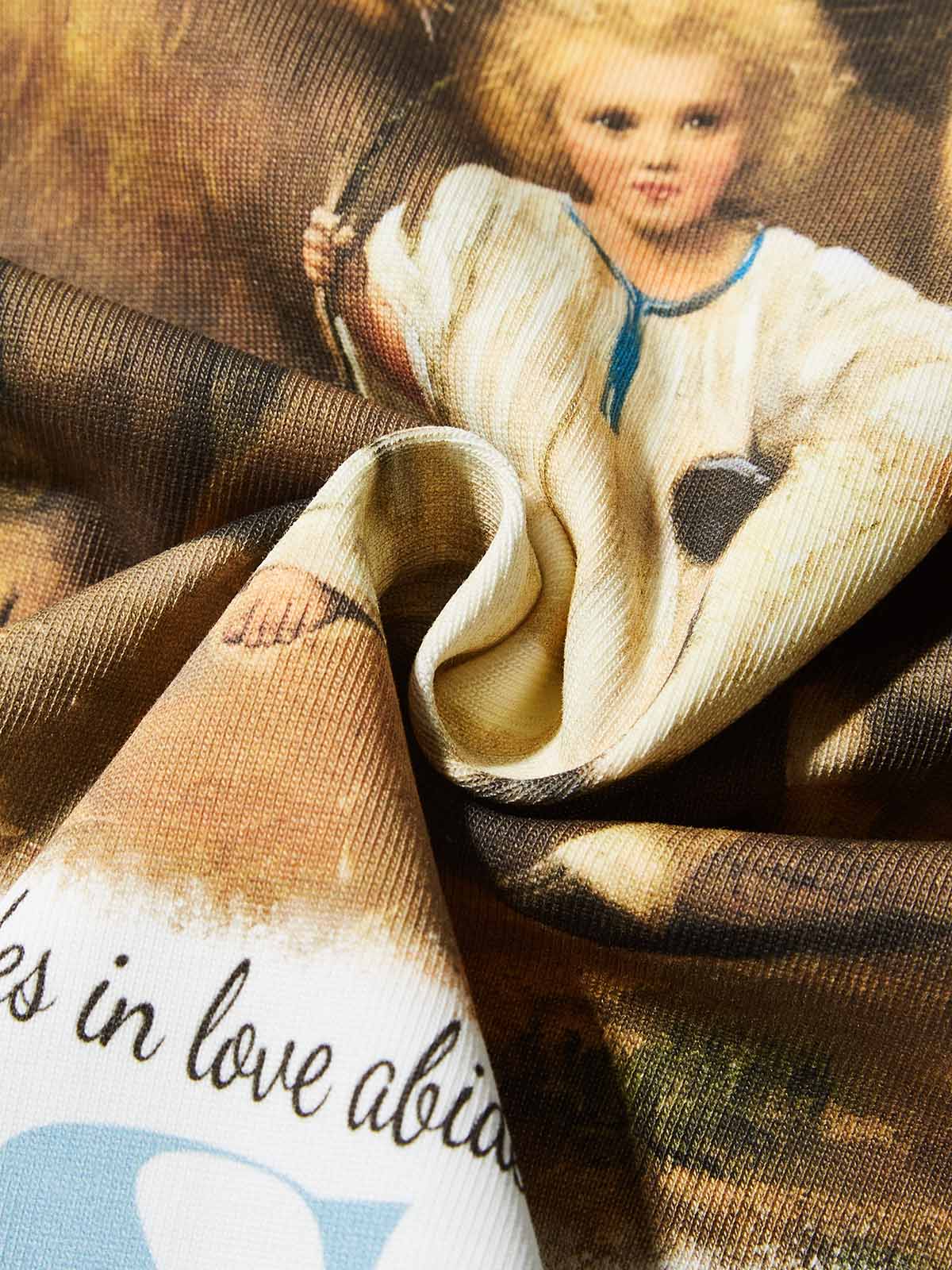 Boxy Oversized T-shirt with Being Surrounded by Love Printed