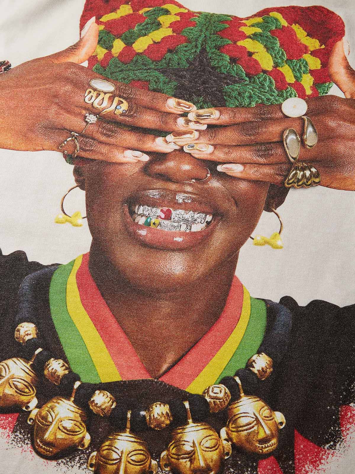 Traditional Art Retro Woven Cat Girl College-Style Print preppy T-Shirt