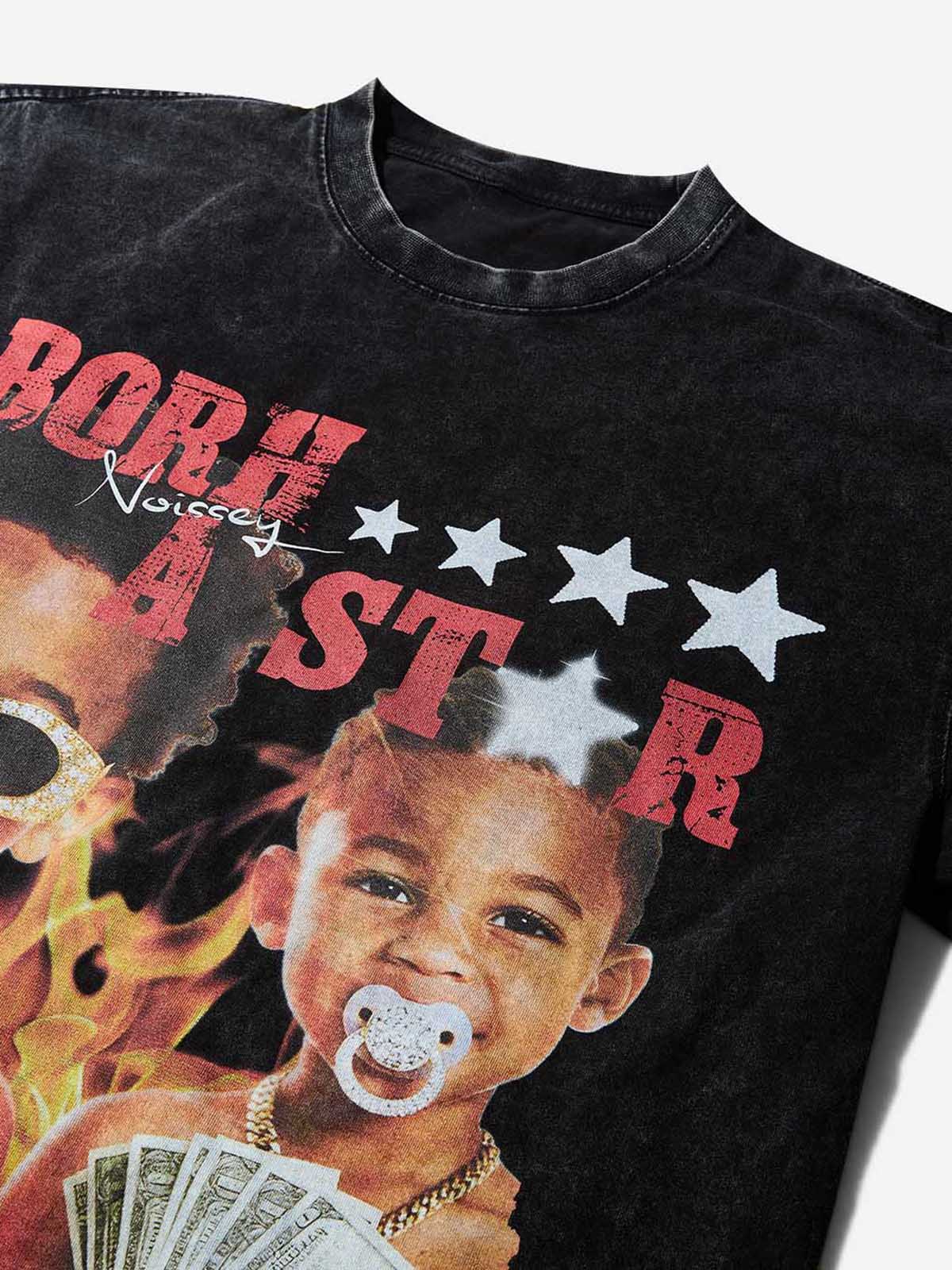 "Born a star" Washed Print T-shirt