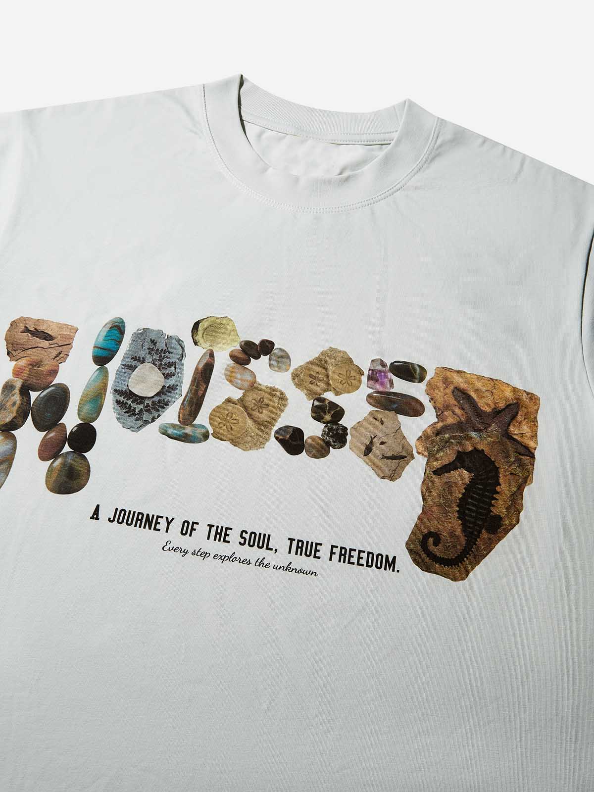 Healing Stone of Nature Logo Light Outdoor Printed T-shirt