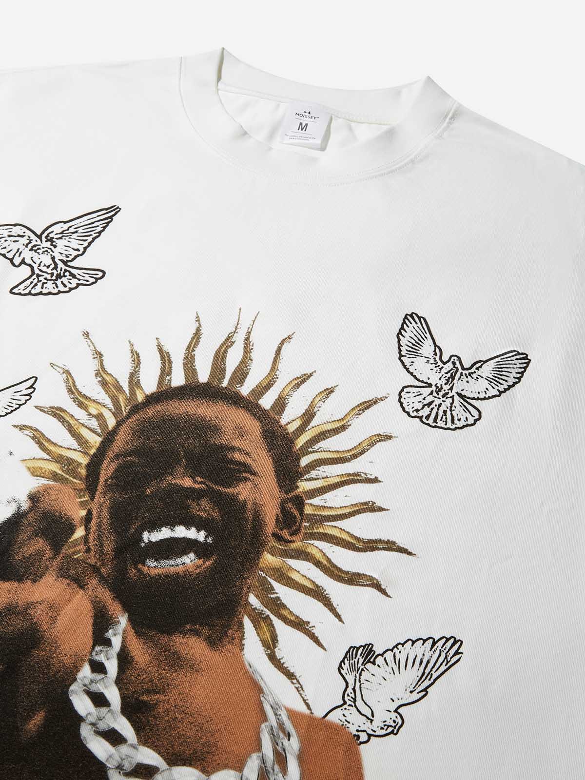 Boxy Oversized T-shirt "City of God" Peace Dove Print