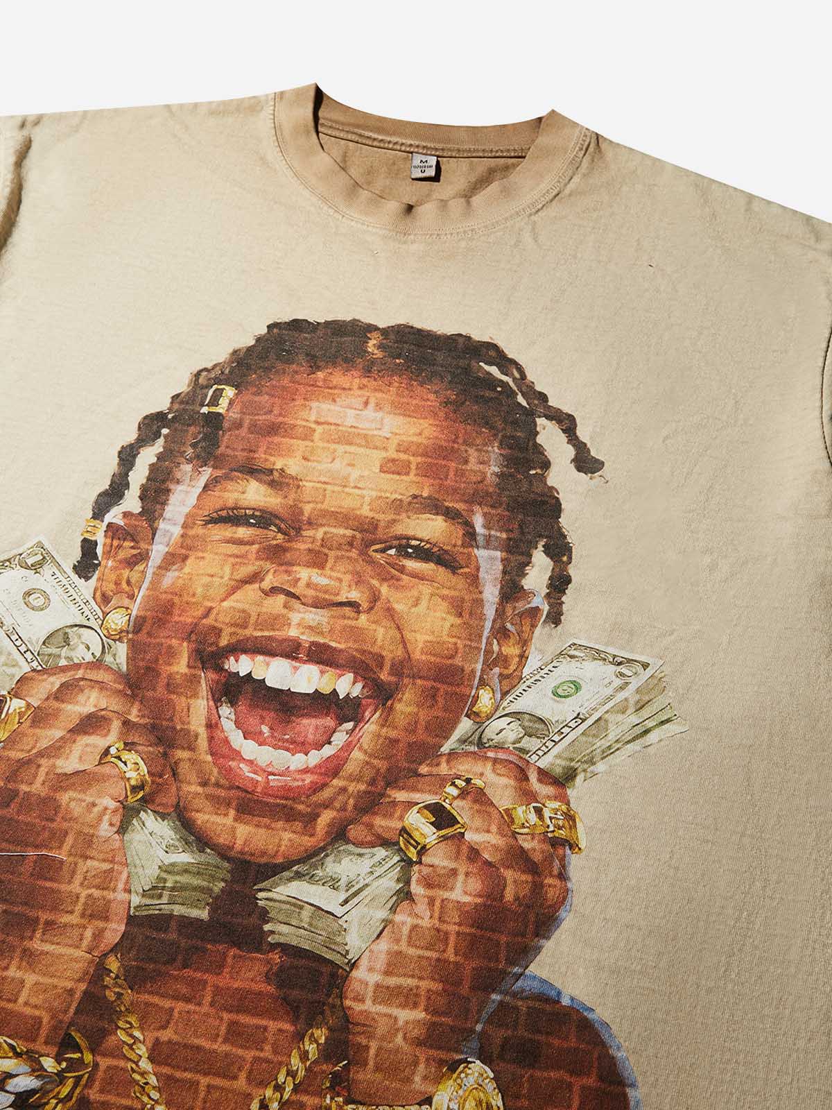 "Money Loves Me" Kids' Washed Print T-shirt