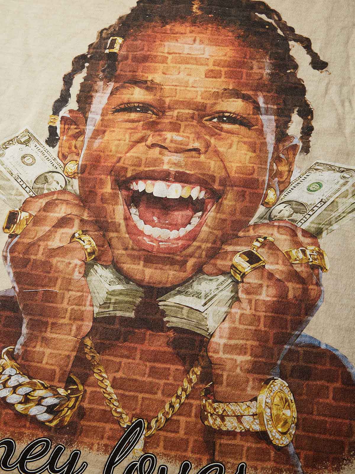 "Money Loves Me" Kids' Washed Print T-shirt