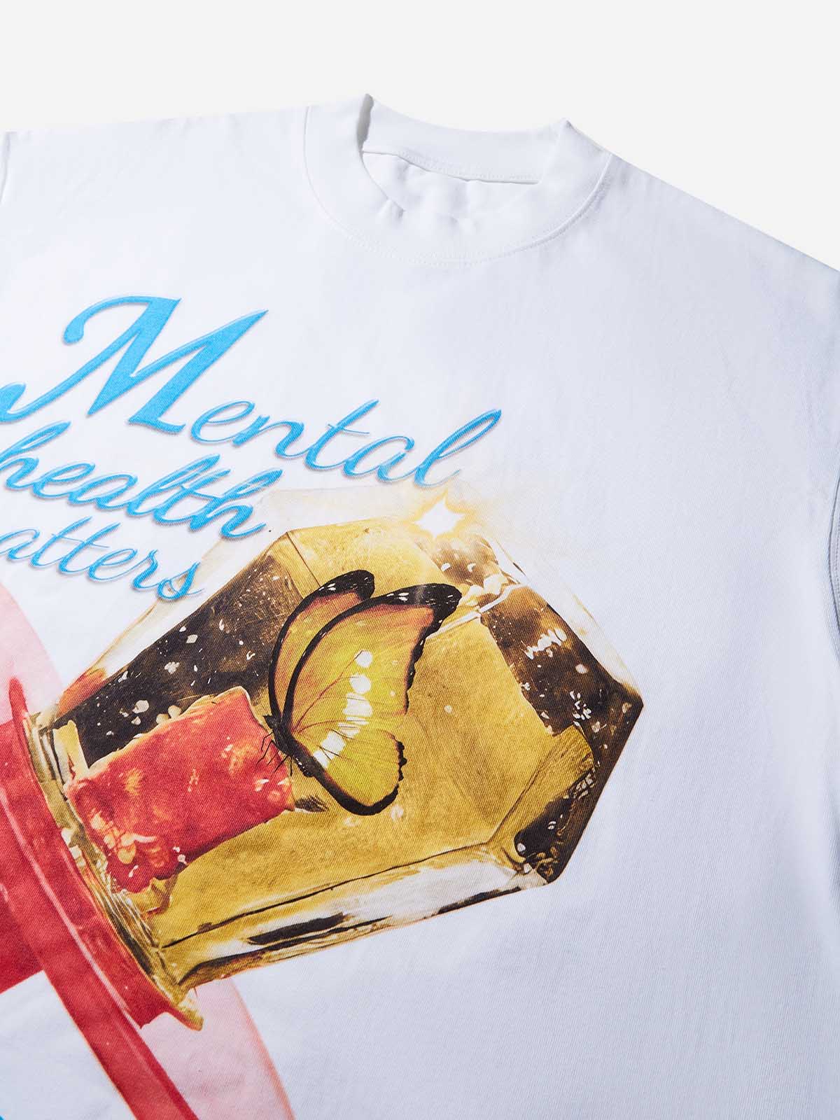 Amber Butterfly Diamond Lollipop Print T-shirt