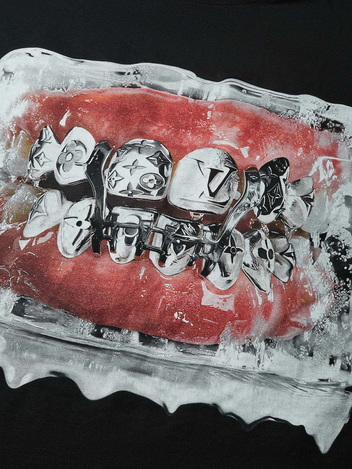 Boxy oversized T-shirt with Grills art print in ice blocks