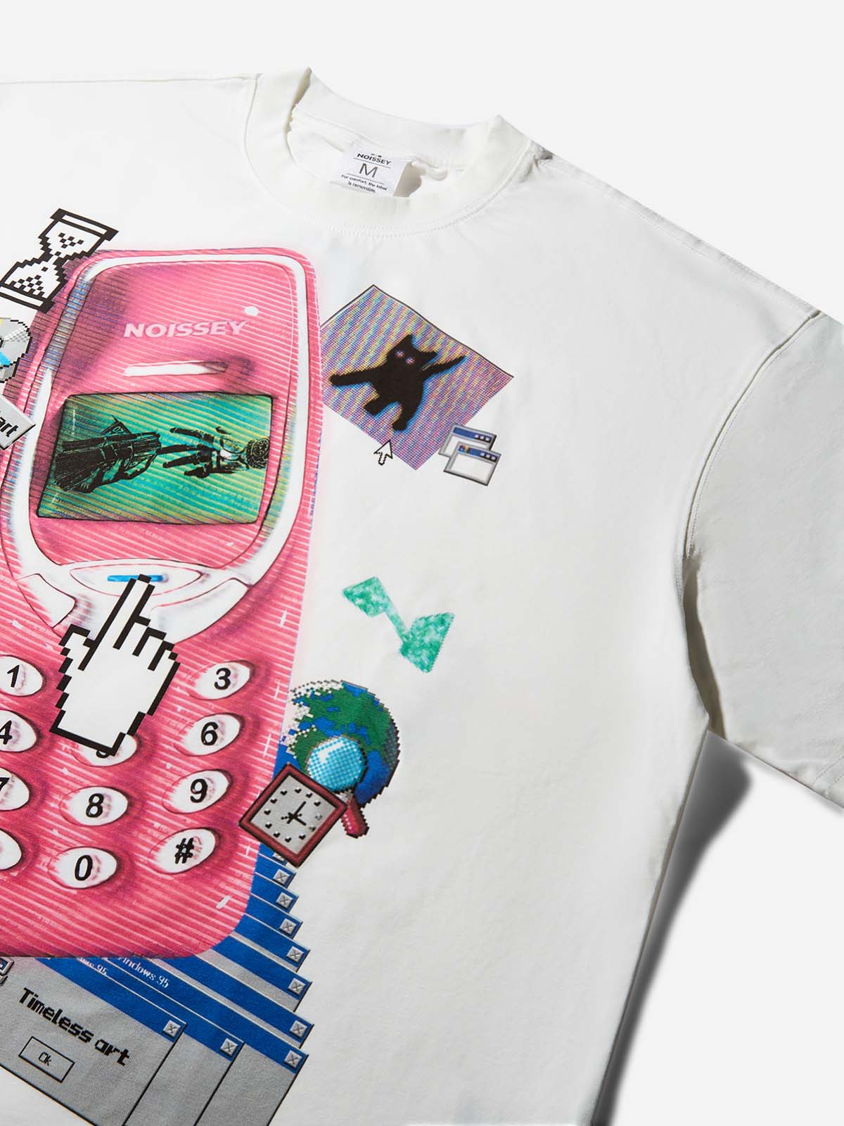 3D Pink Pager Retro Print Boxy Oversized T-shirt