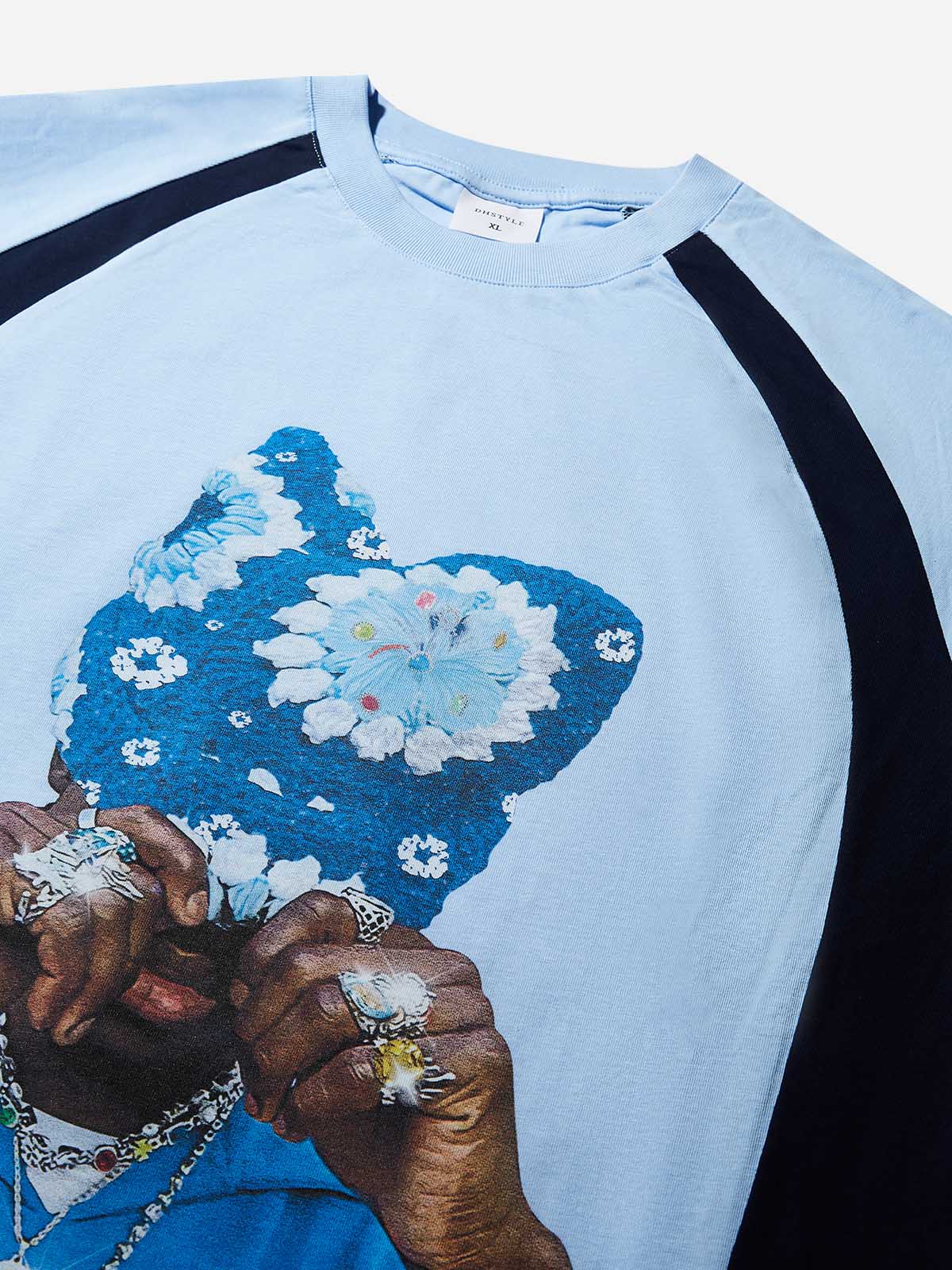 Sapphire Blue Knit Hat Print Blue Preppy T-Shirt