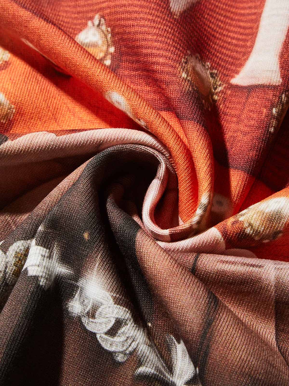 Boxy Oversized T-Shirt with Orange Pearl Cap & Jewelry Print