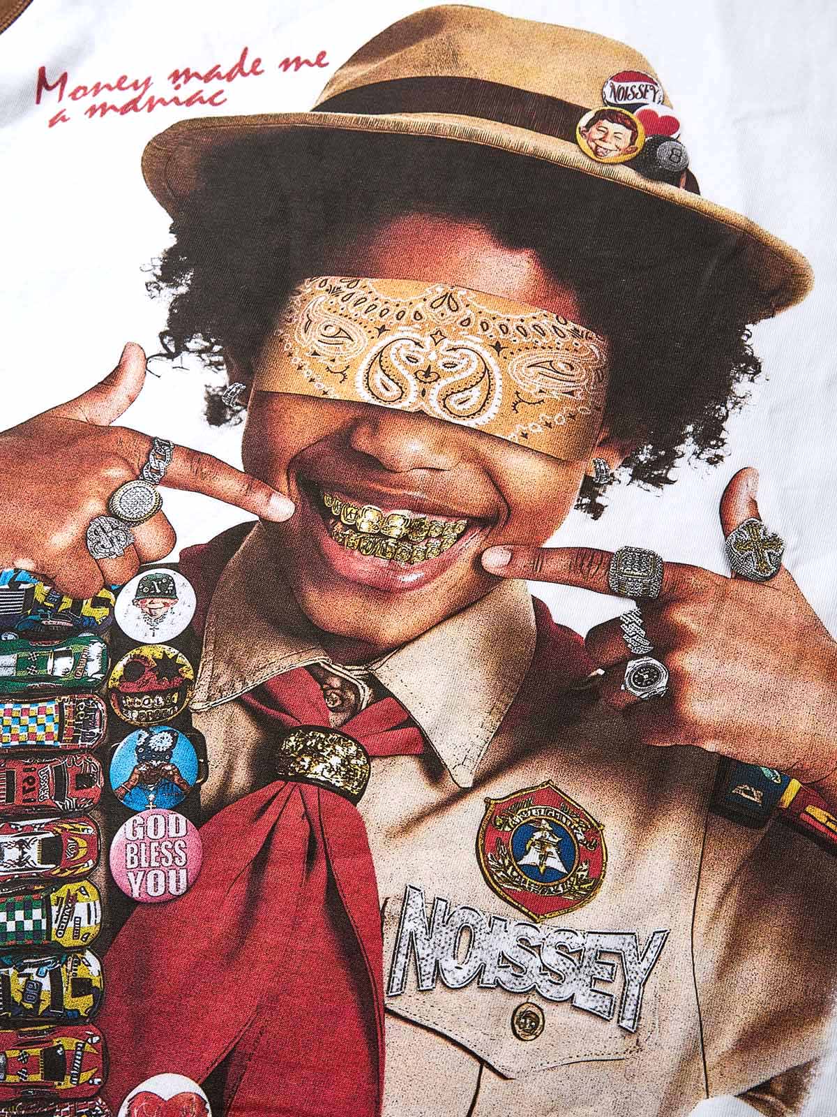 Scout Boy DIY Patch Color-Block Preppy Printed T-Shirt