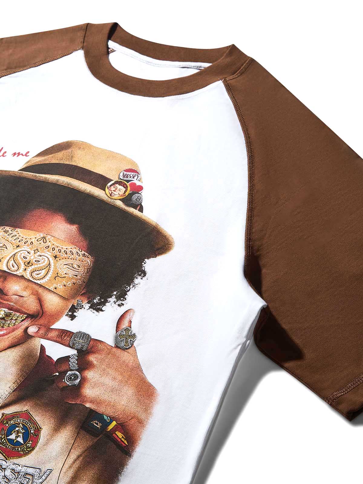 Scout Boy DIY Patch Color-Block Preppy Printed T-Shirt