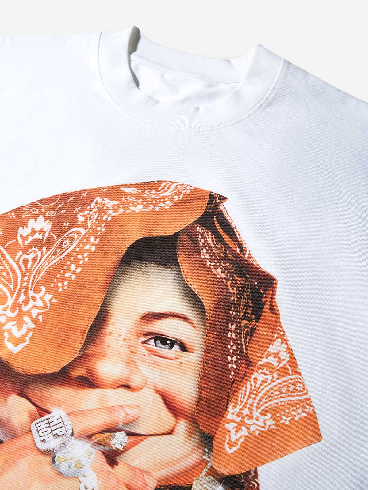 Bad Boy with Headscarf Covered Print T-shirt