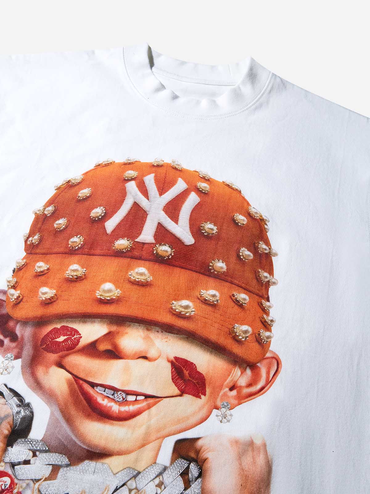 Bad Boy Holding a Big Necklace Print T-shirt