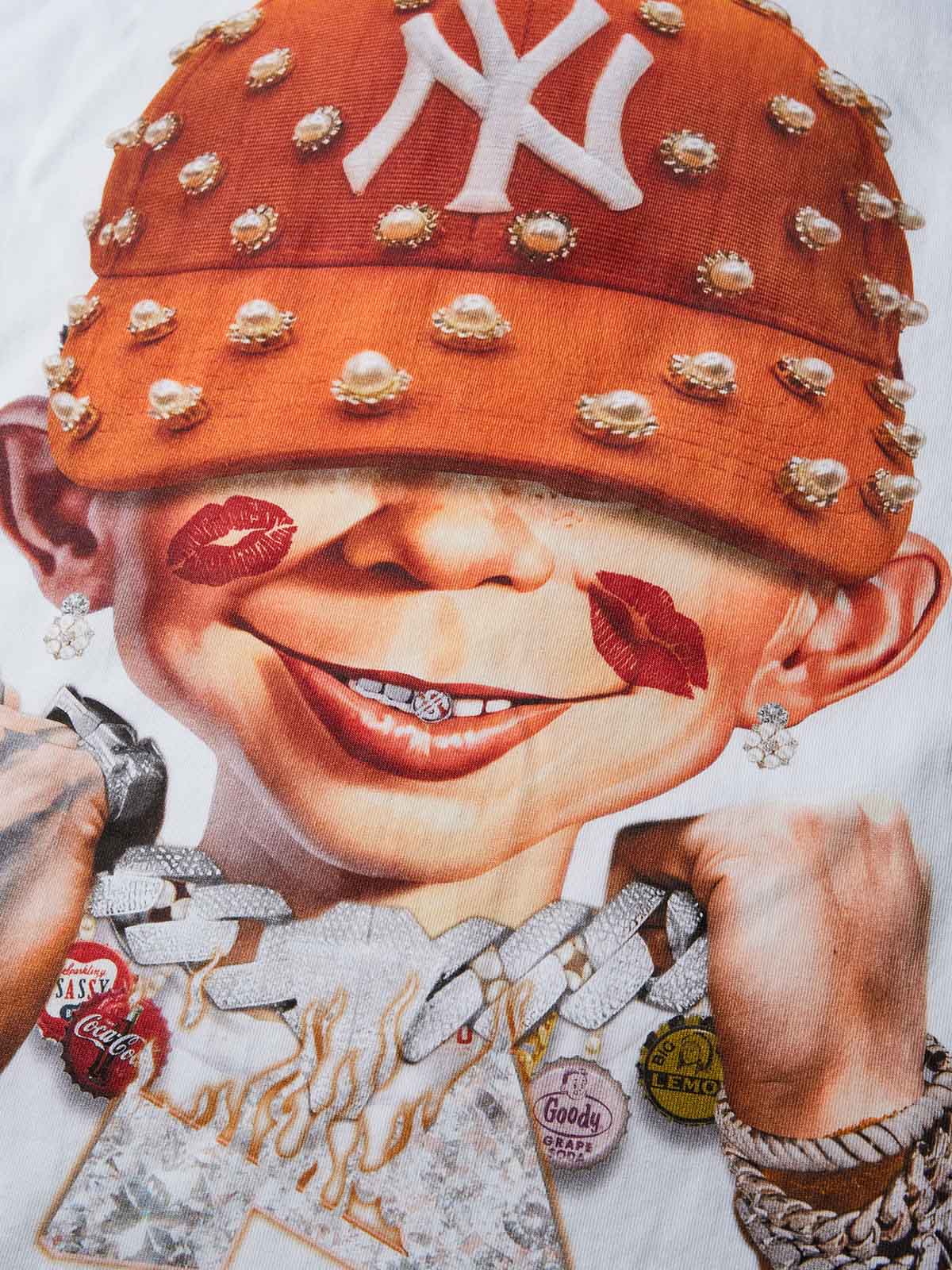 Bad Boy Holding a Big Necklace Print T-shirt