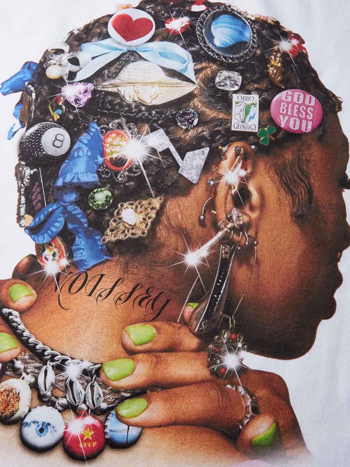 Colorful Diamond-Element Character Print T-shirt