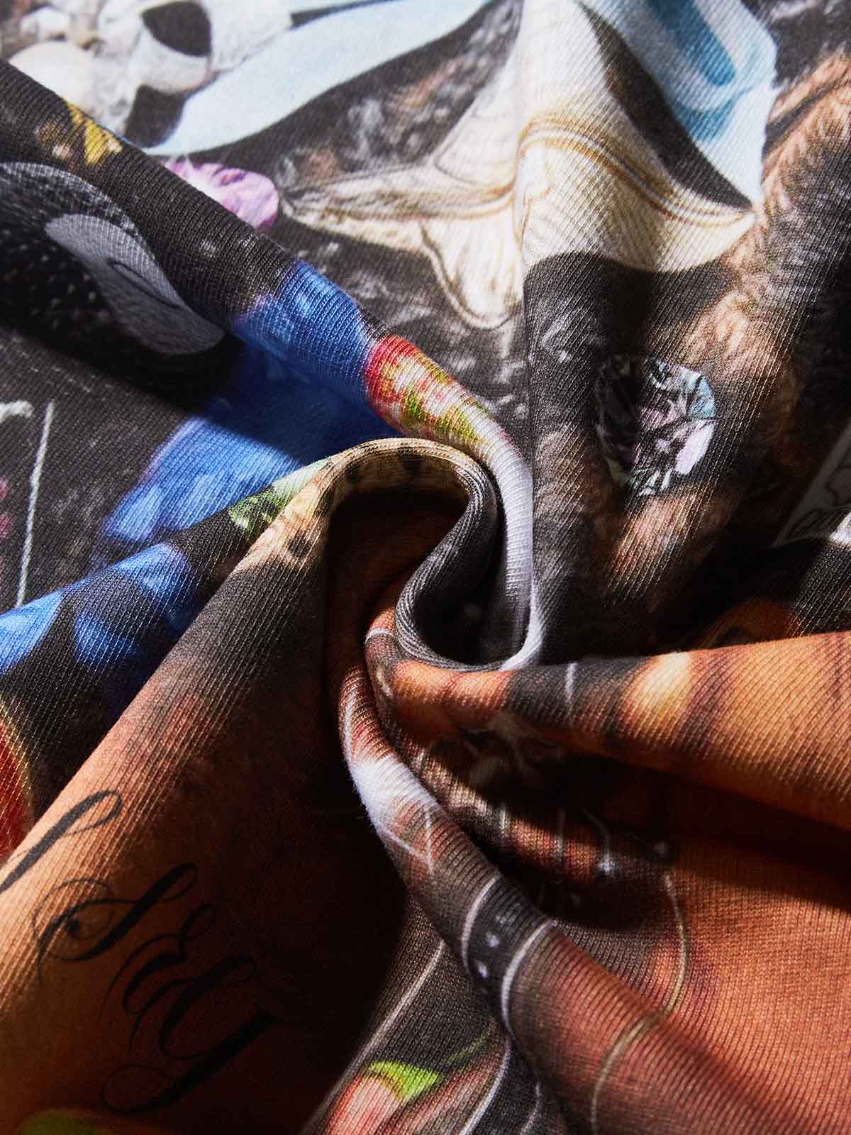 Colorful Diamond-Element Character Print T-shirt