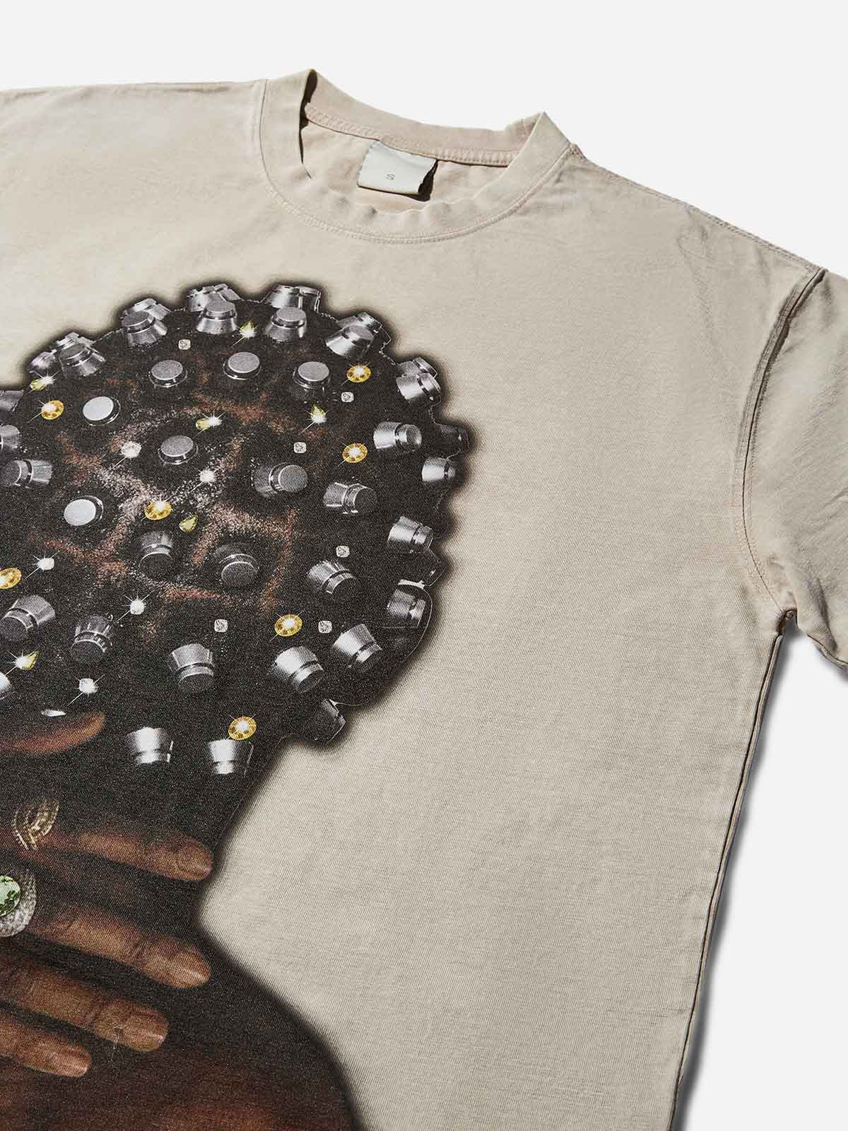 Rivet Braided Hair Art Print Washed T-shirt