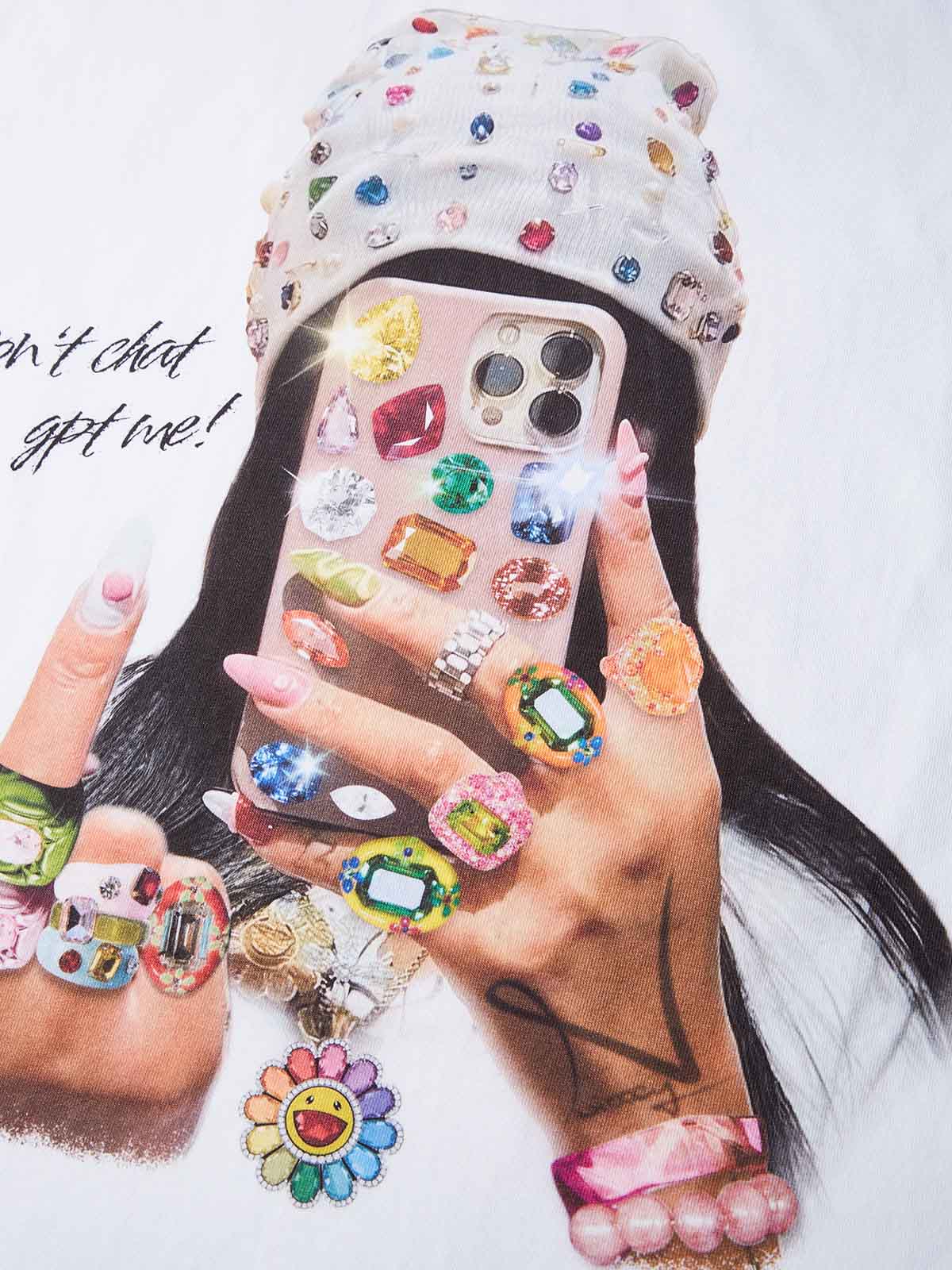 NOISSEY "Don't ChatGPT Me" Mirror Selfie T-Shirt - White 255G Heavyweight Oversized Fit