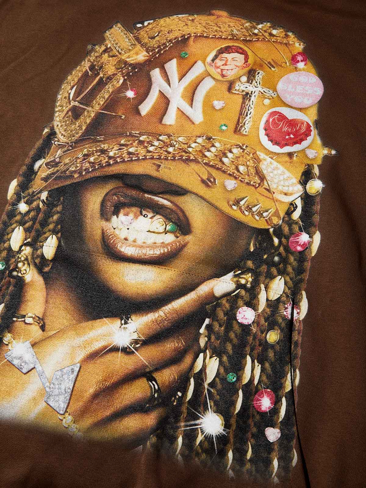 "Check out my grillz!" Brown Print Thin Hoodie