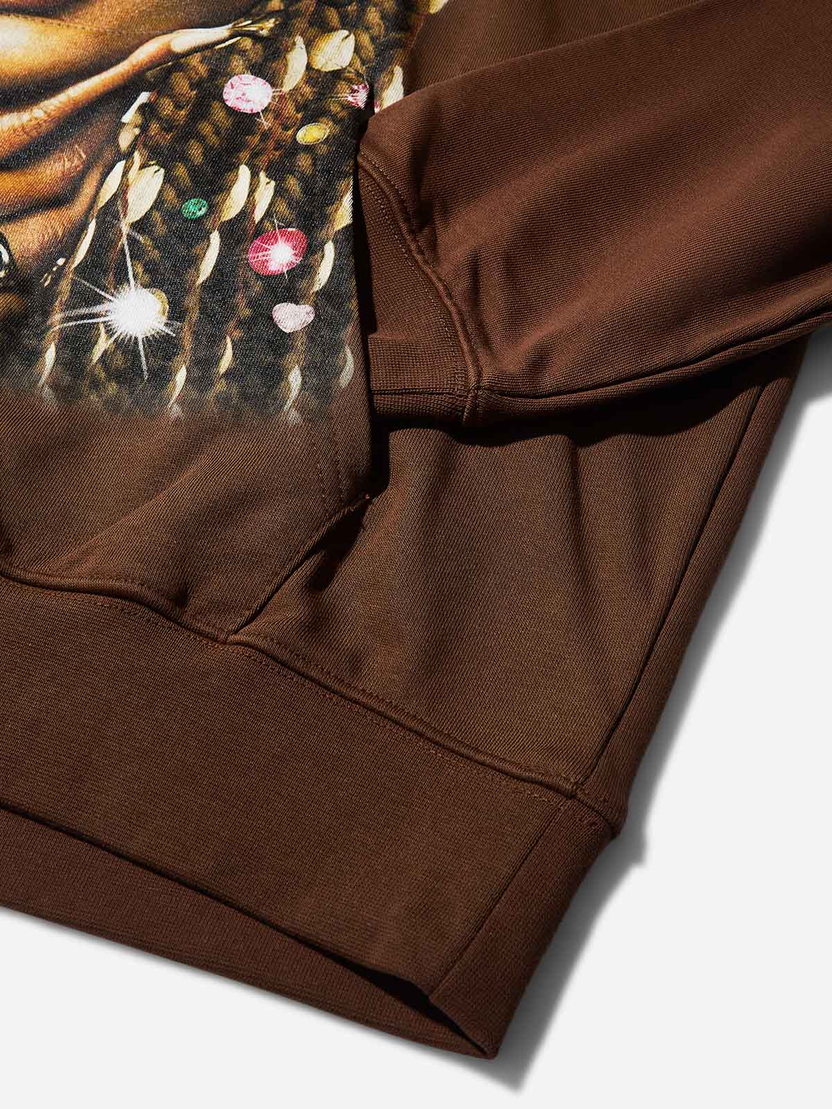 "Check out my grillz!" Brown Print Thin Hoodie