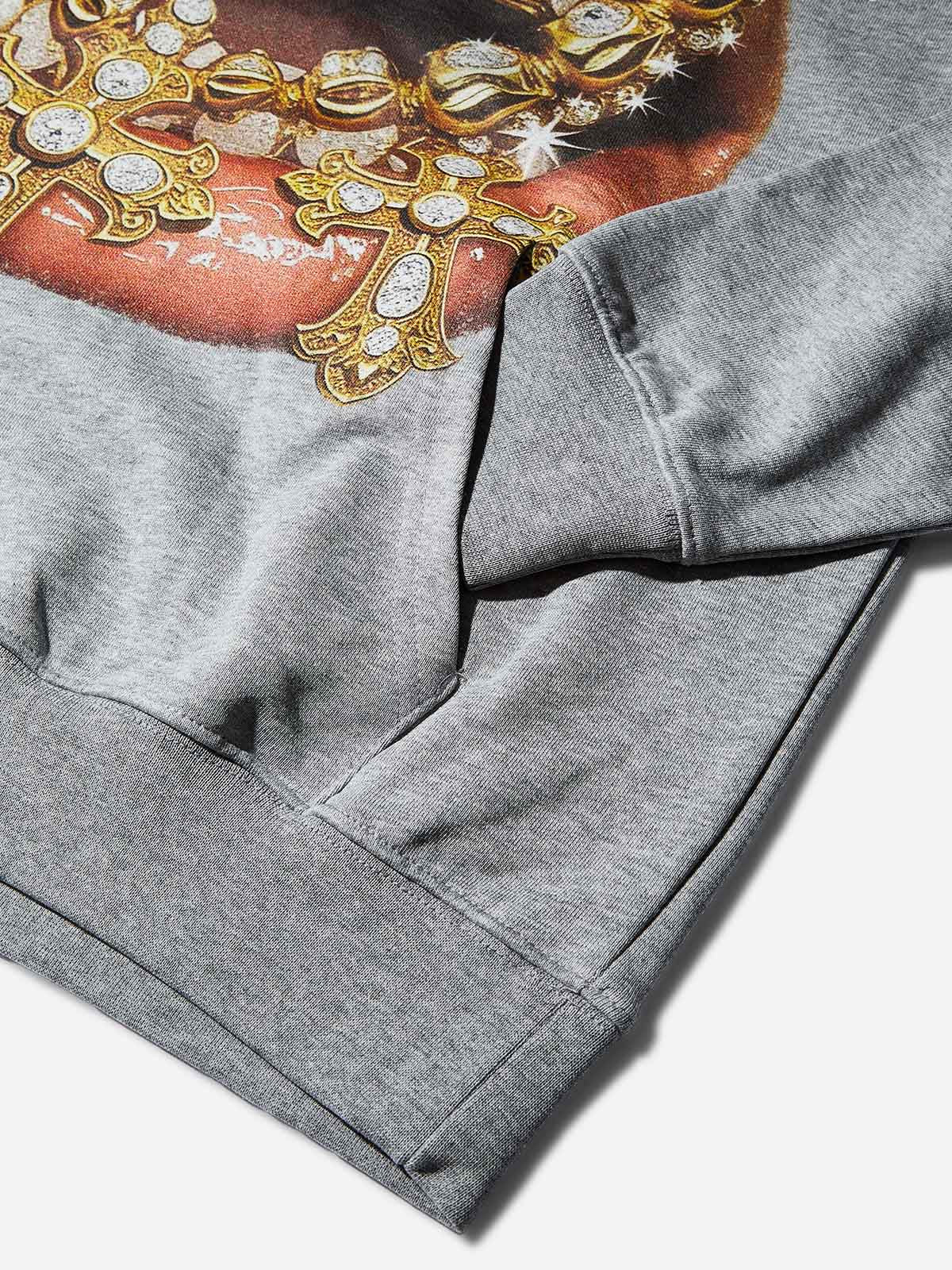 Golden Diamond Jewelry Grills Print Thin hoodie