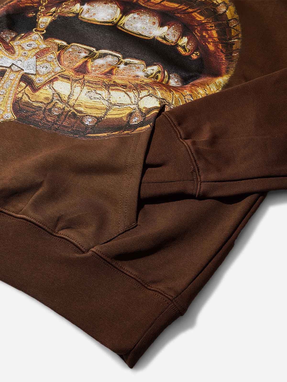 Desert Gold Art Diamond Lips Print Thin Hoodie