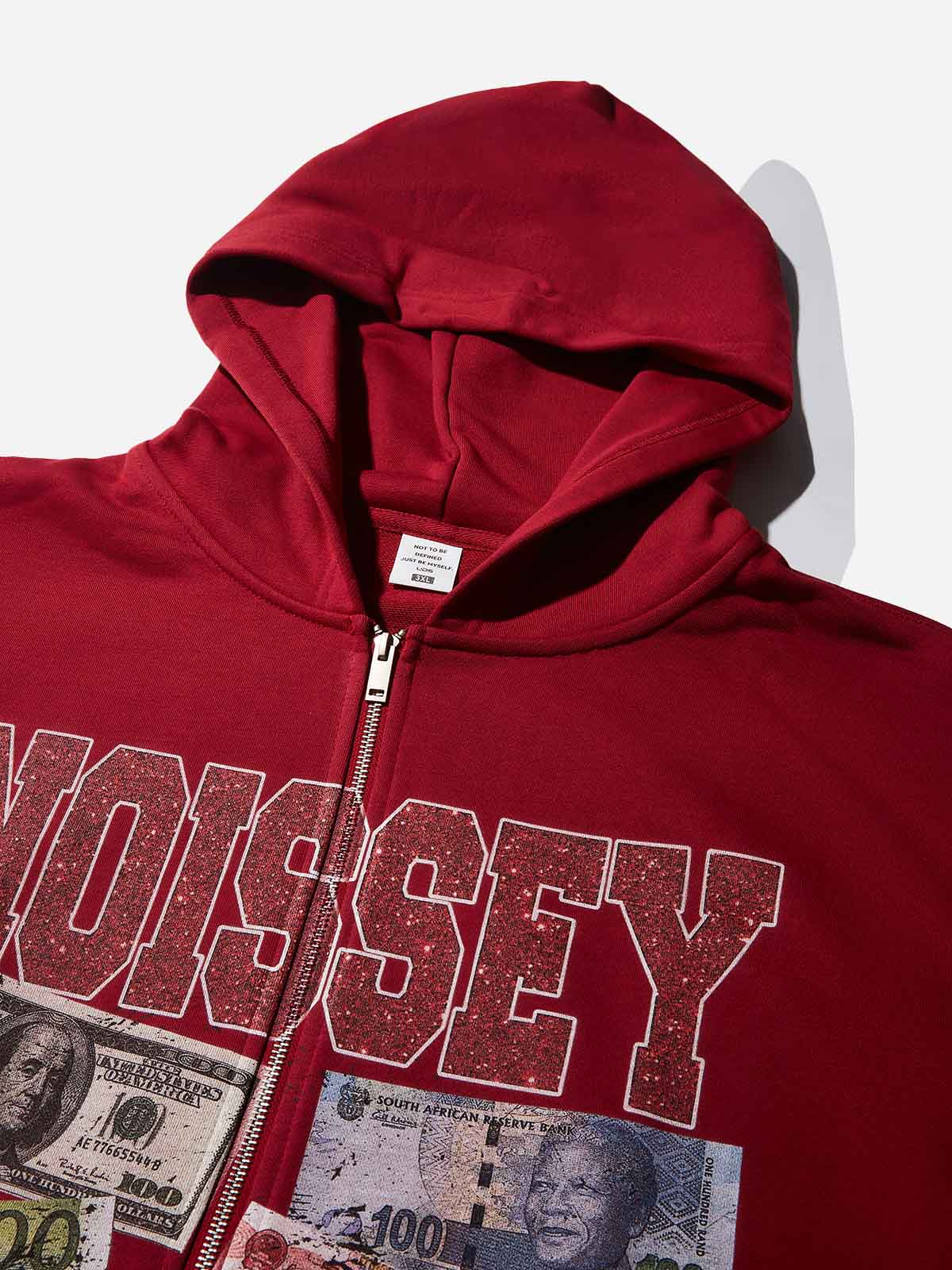 Own Noissey Own Money Glittering Red Print Hoodie