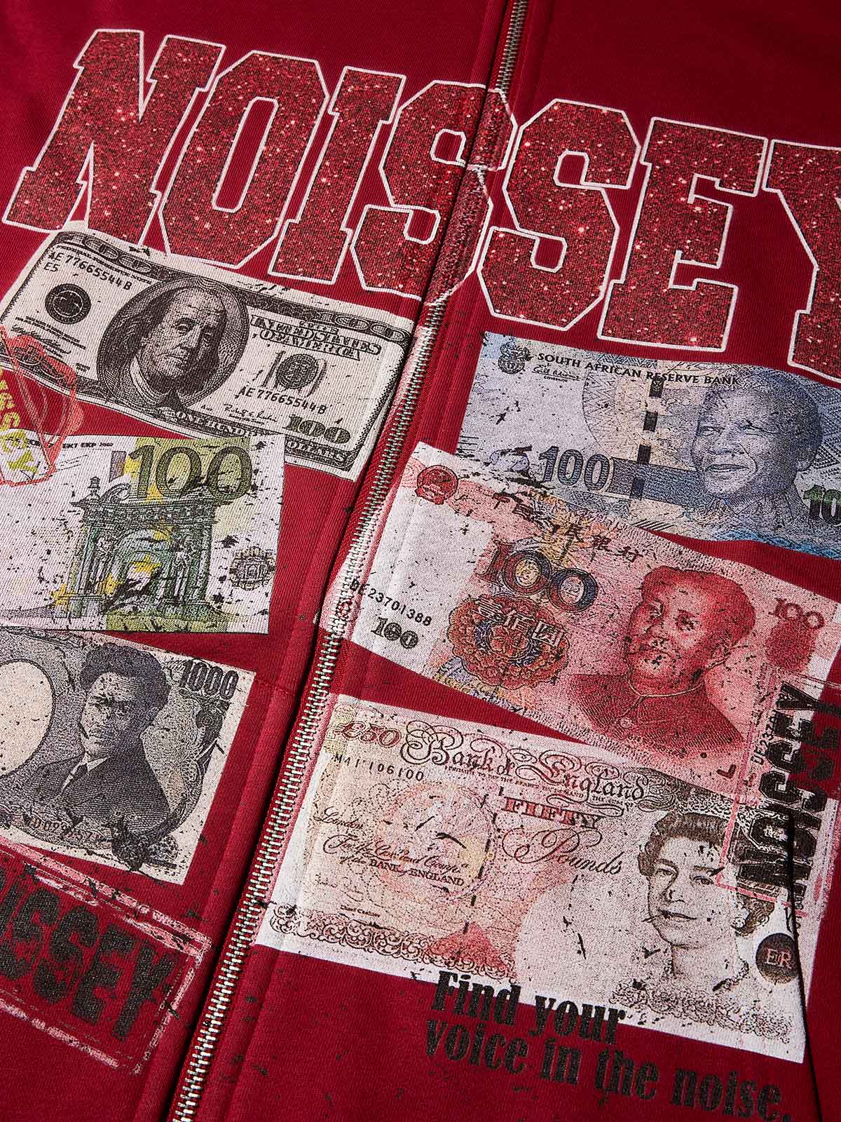 Own Noissey Own Money Glittering Red Print Hoodie