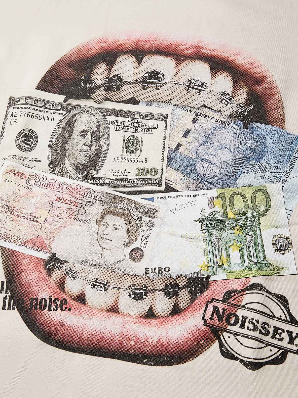 Money-Biting Lips Washed Print T-shirt