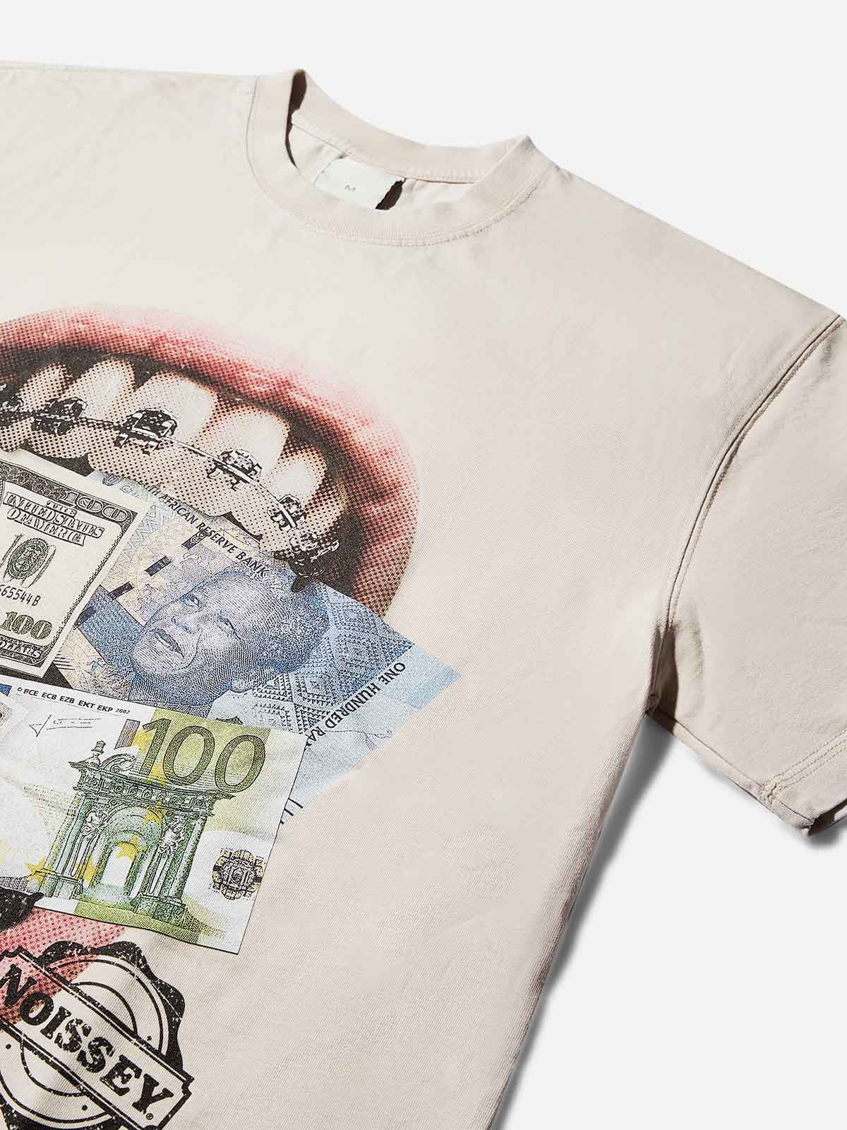 Money-Biting Lips Washed Print T-shirt