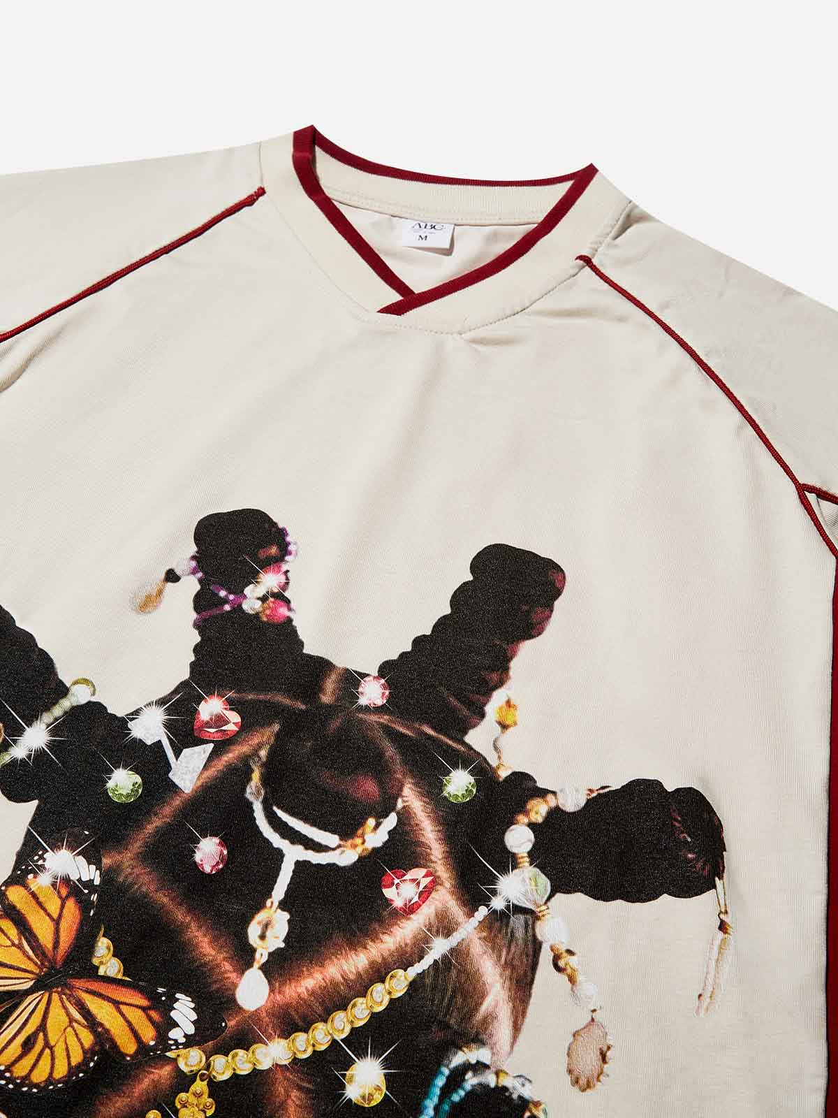 Girly Braided Diamond Art Preppy Print T-shirt