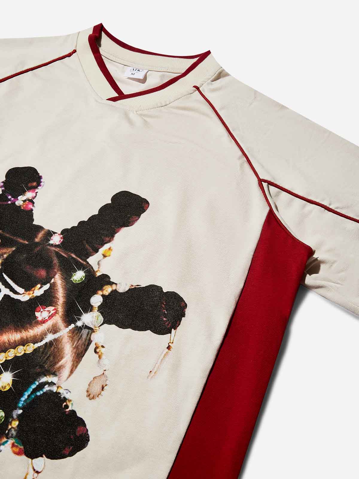 Girly Braided Diamond Art Preppy Print T-shirt