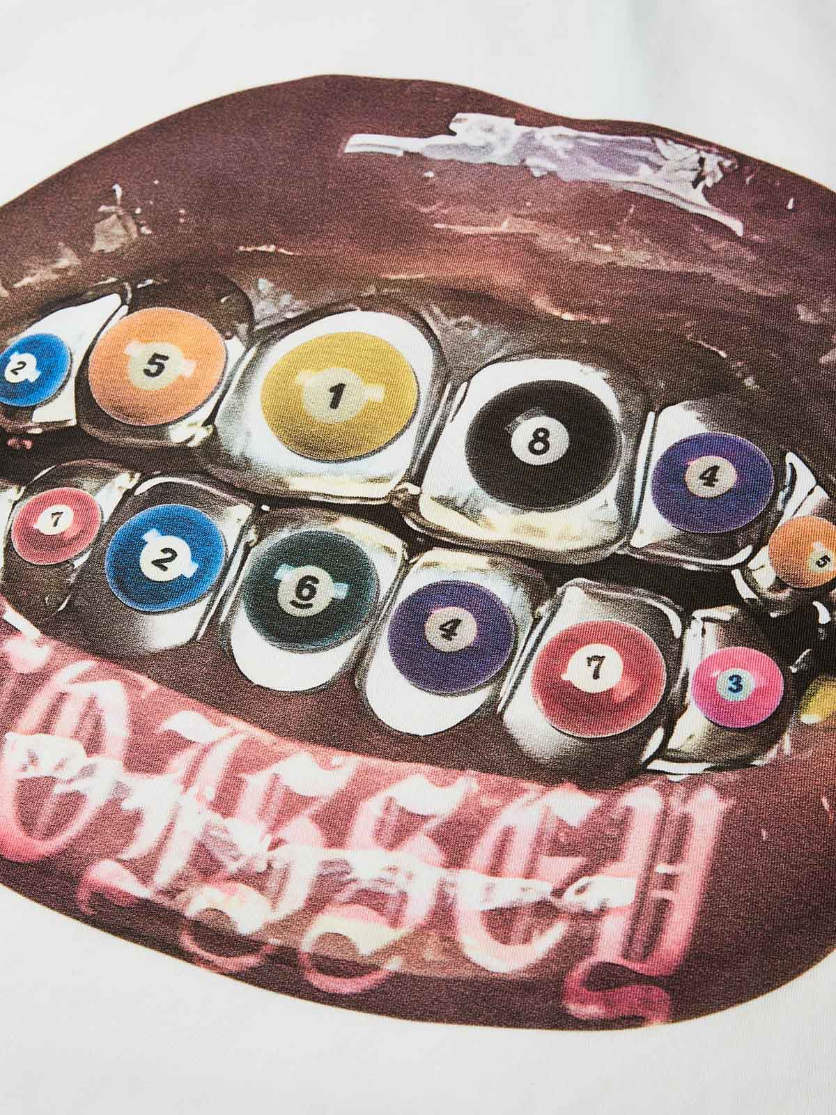 Boxy Oversized T-shirt with Billiard Grills Print