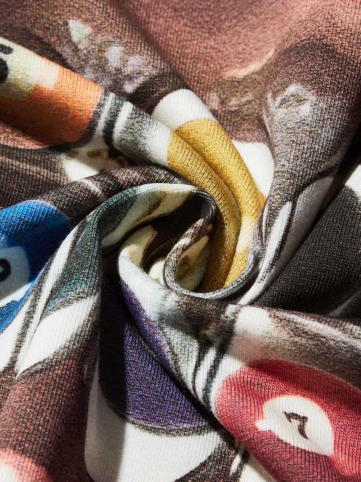 Boxy Oversized T-shirt with Billiard Grills Print