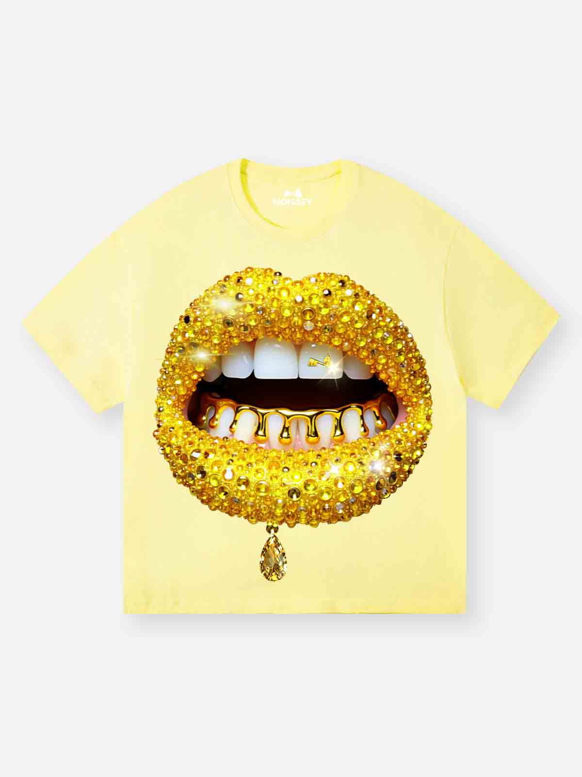 Lemon Yellow Gem Lip Print T-shirt