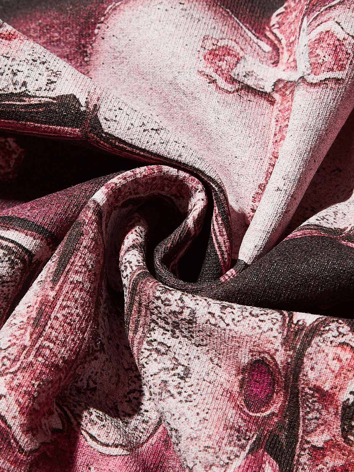 Pink Fluorescent Diamond Grills Washed Print T-Shirt