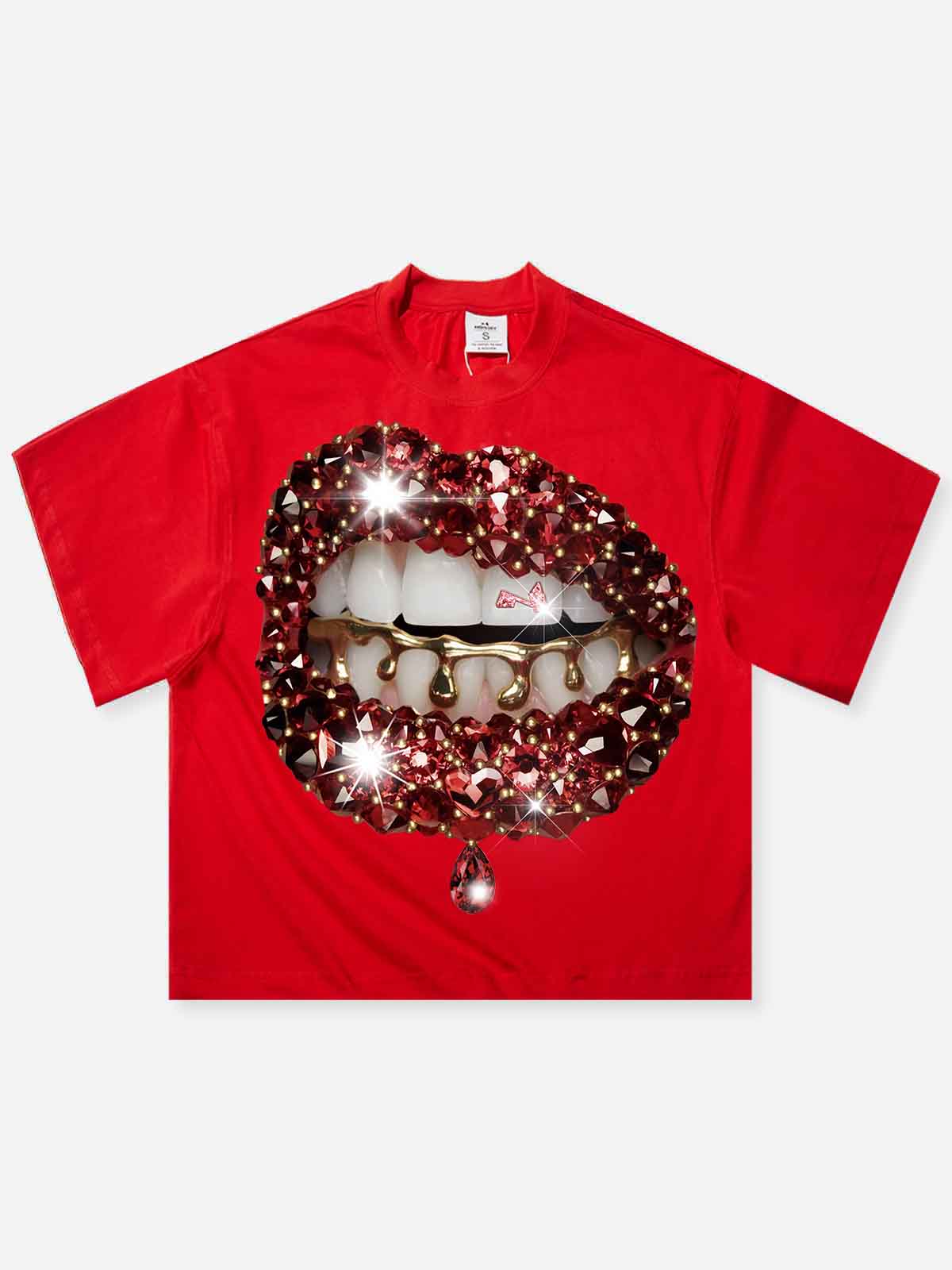 NOISSEY "Crimson Lustre" Chili Red Tee - Boxy Lip Print T-Shirt