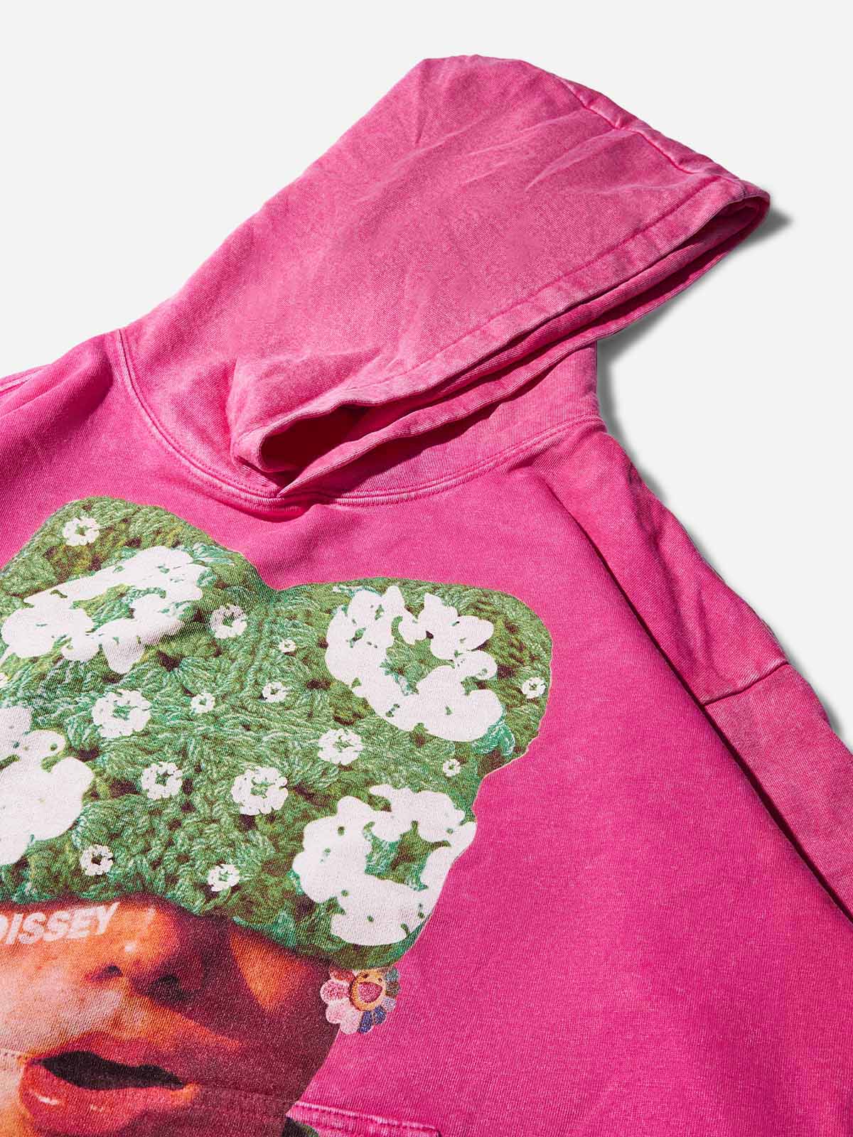 Dopamine Kitty Cap Pink Gradient Print Hoodie