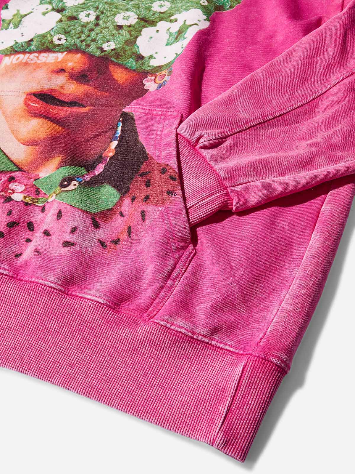 Dopamine Kitty Cap Pink Gradient Print Hoodie