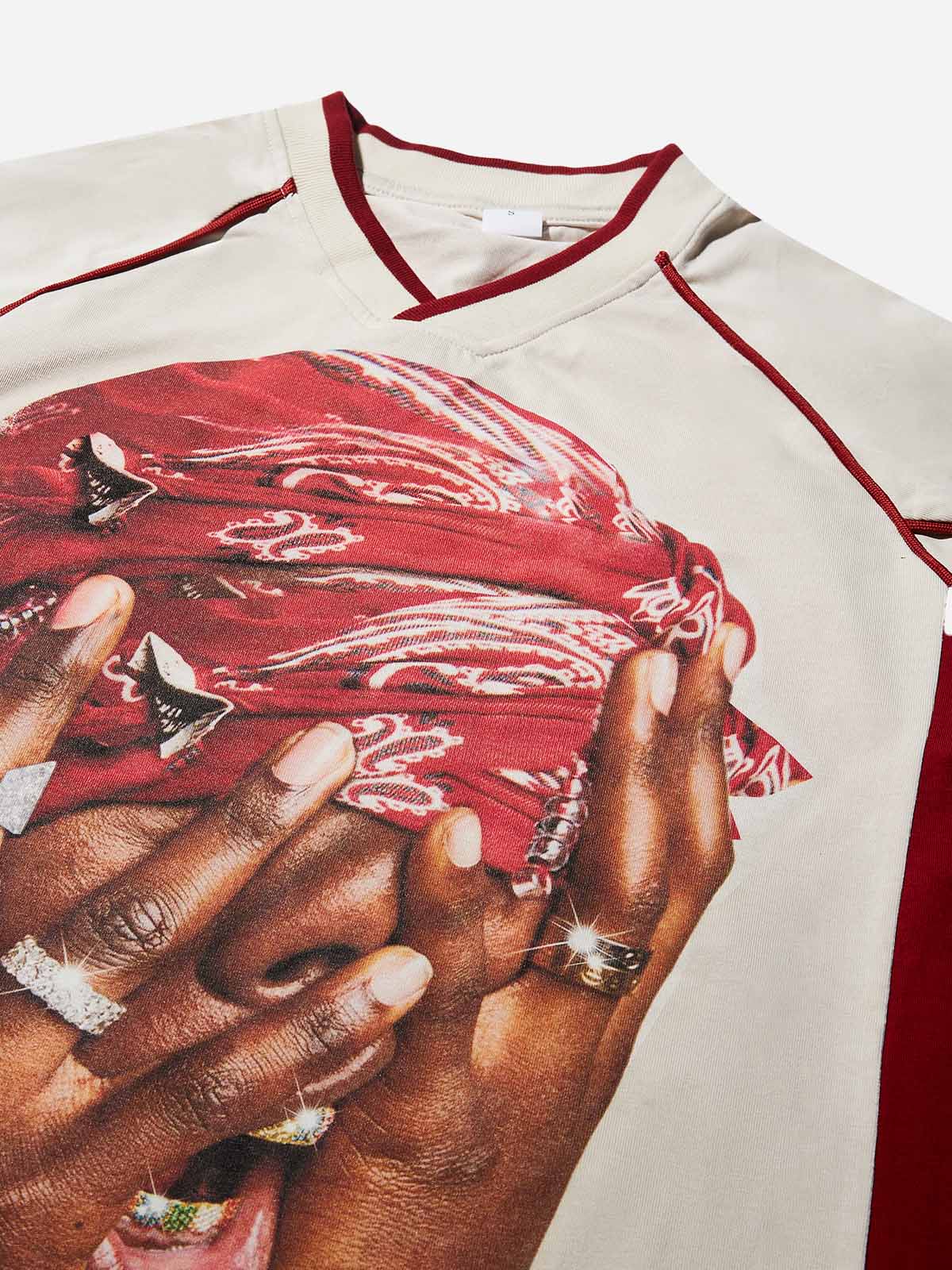 Paisley Art Headscarf Portrait Preppy Style T-Shirt