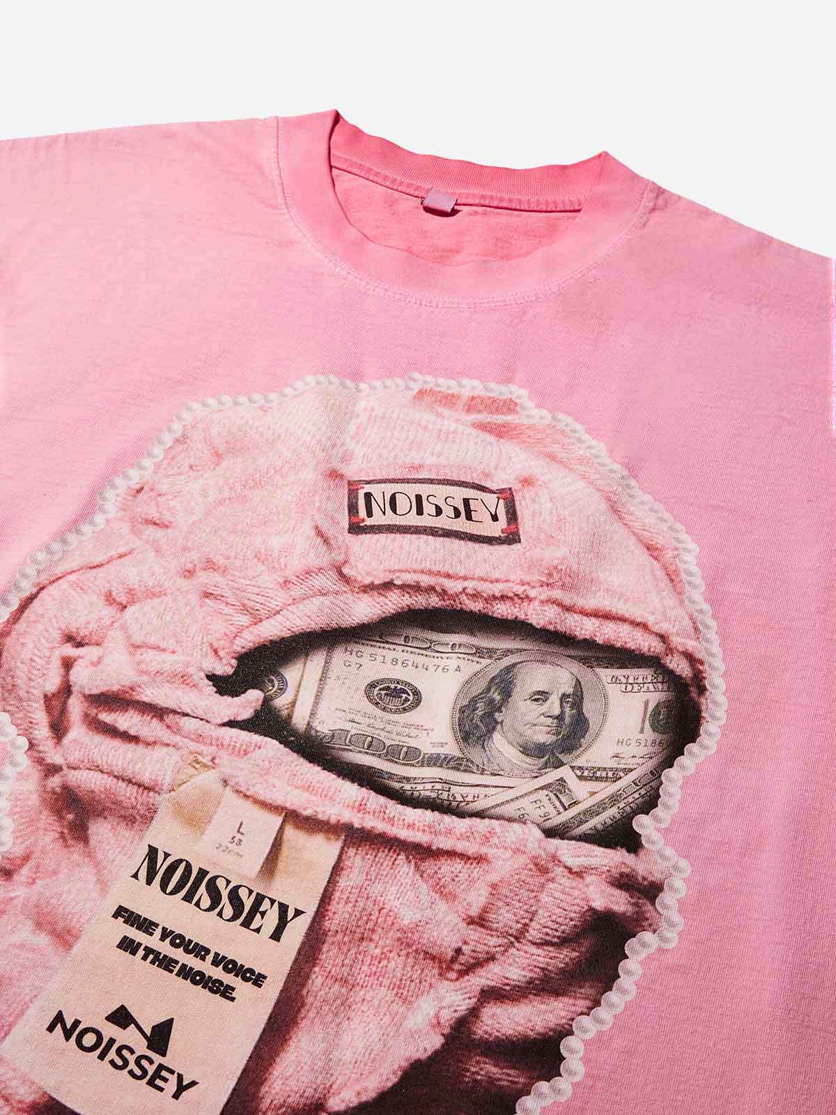 Pink Remake Tech Headgear Washed Print T-Shirt