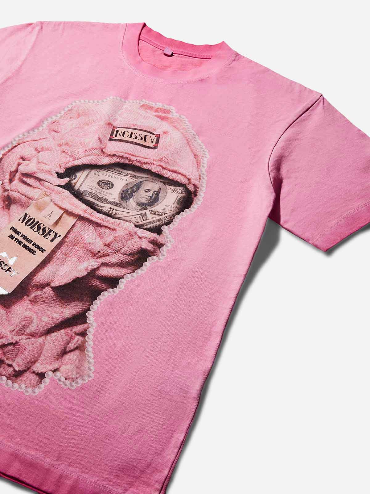 Pink Remake Tech Headgear Washed Print T-Shirt