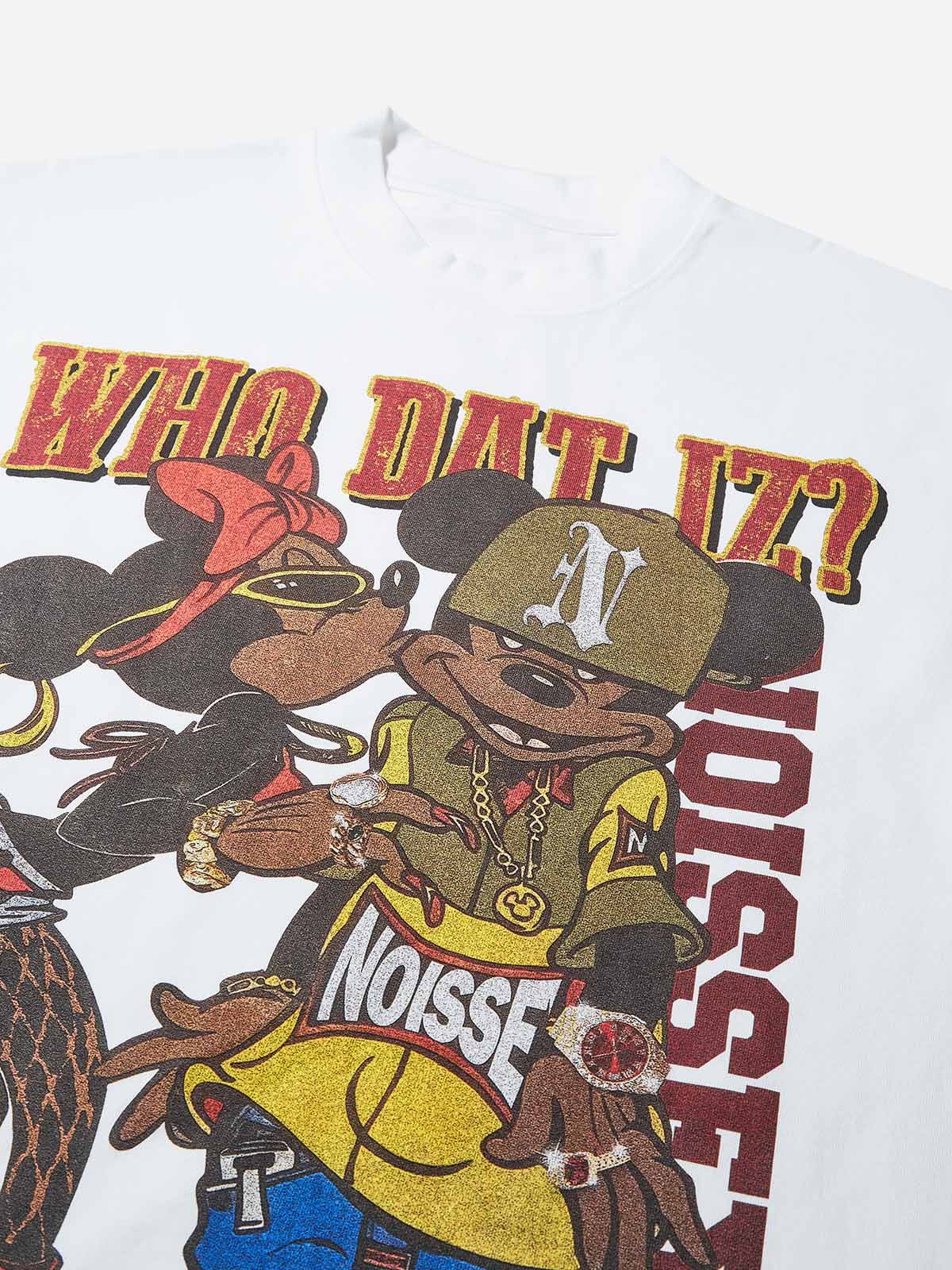 Who dat iz? Street Cartoon Character Print T-shirt