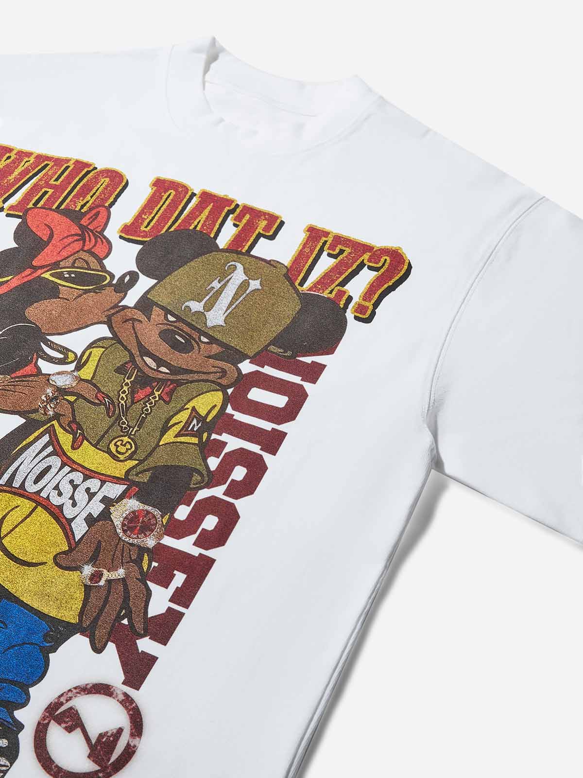 Who dat iz? Street Cartoon Character Print T-shirt