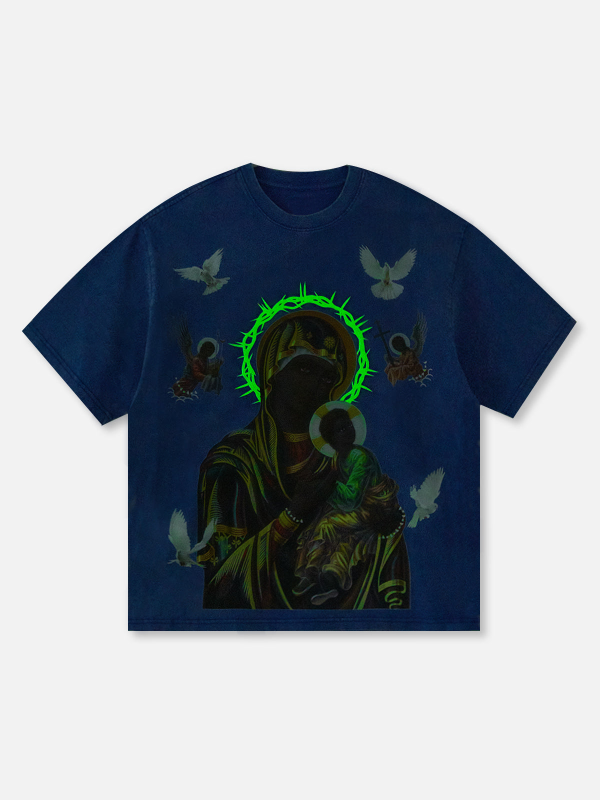 OBSTACLES & DANGERS© Glow in the dark Black Madonna and Child T-shirt