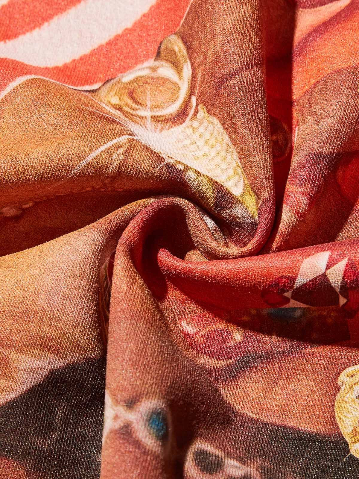 Striped Cap Orange Wash Print T-shirt